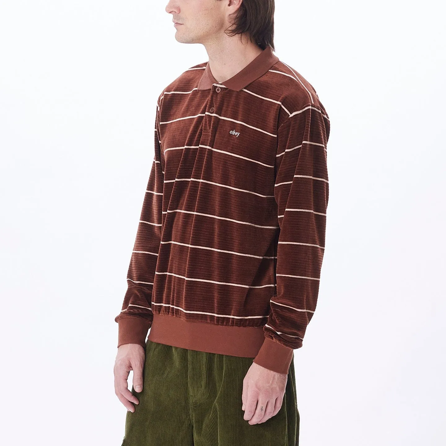 ASTORIA VELOUR STRIPE POLO LS