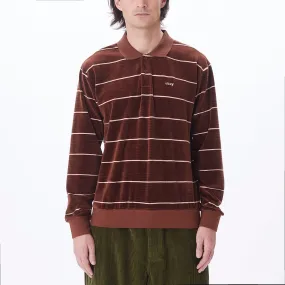 ASTORIA VELOUR STRIPE POLO LS
