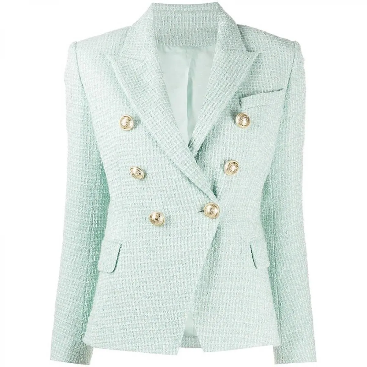 Blazer firmato da donna Blazer in tweed verde verde Blazer da donna Blazer verde menta