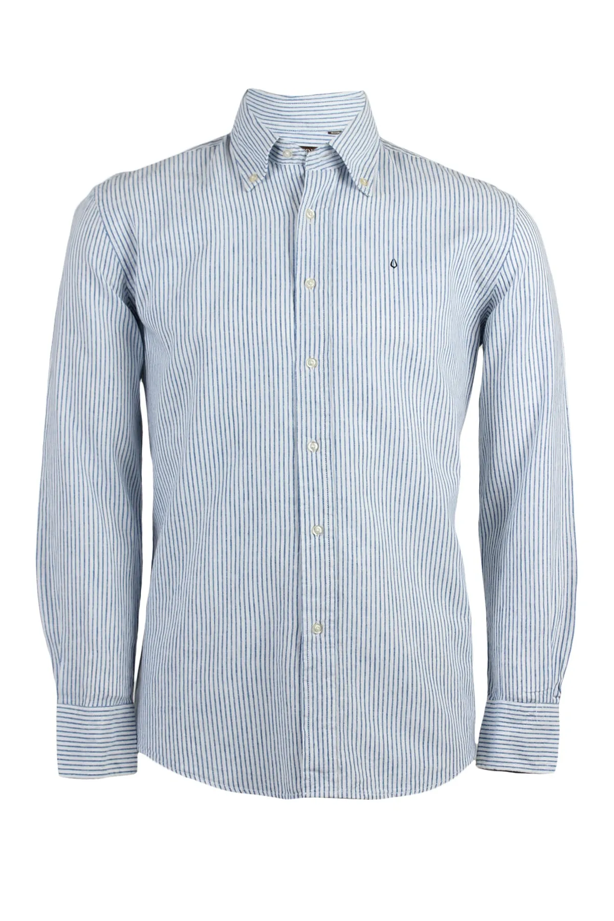 Camicia in misto lino rigata