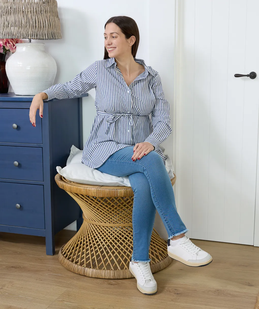             Camicia premaman allattamento fantasia righe        
