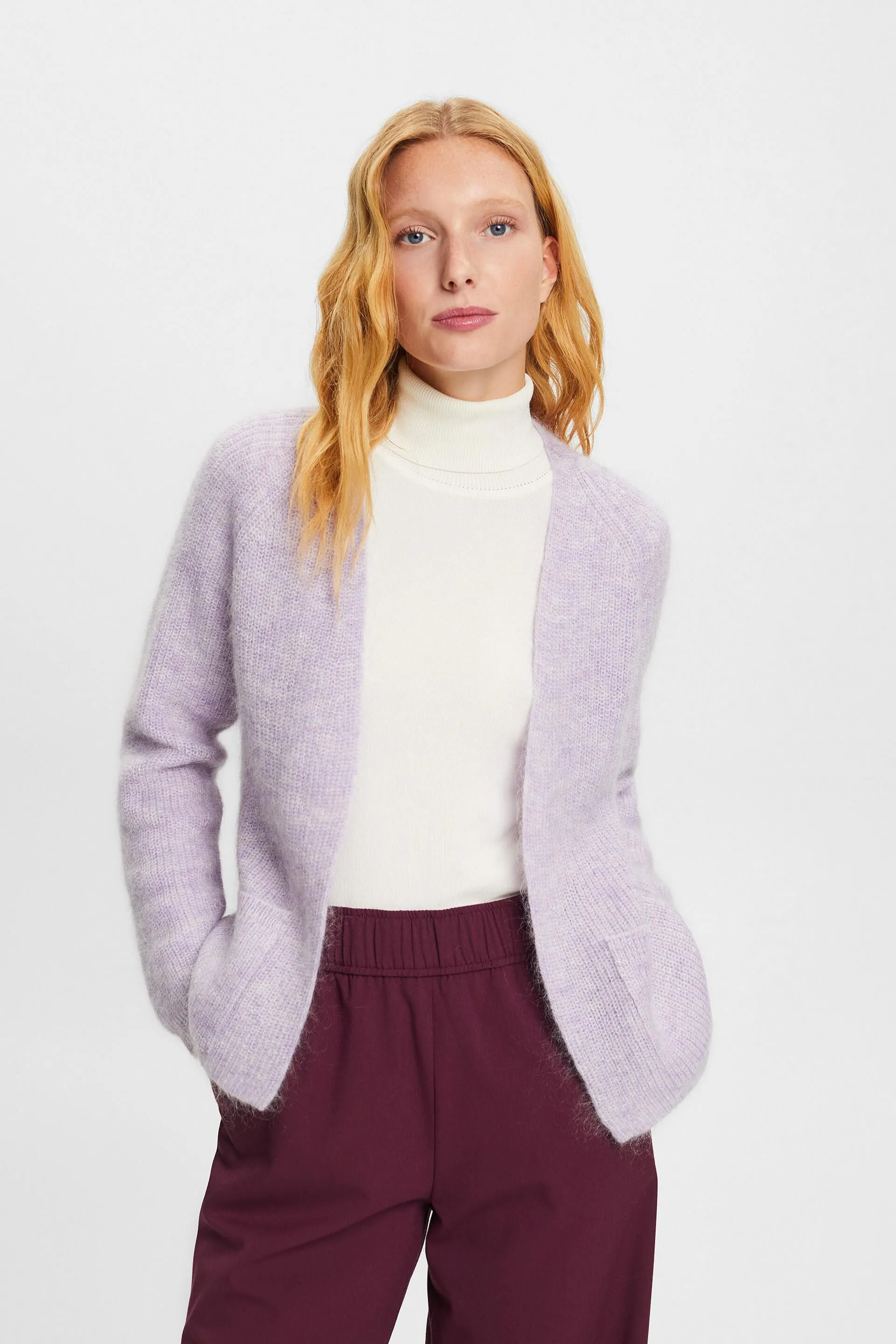 Cardigan aperto in maglia a coste
