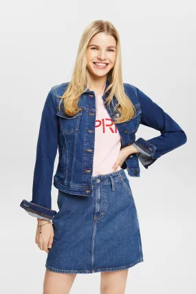Giacca di jeans dal look usato, in cotone biologico