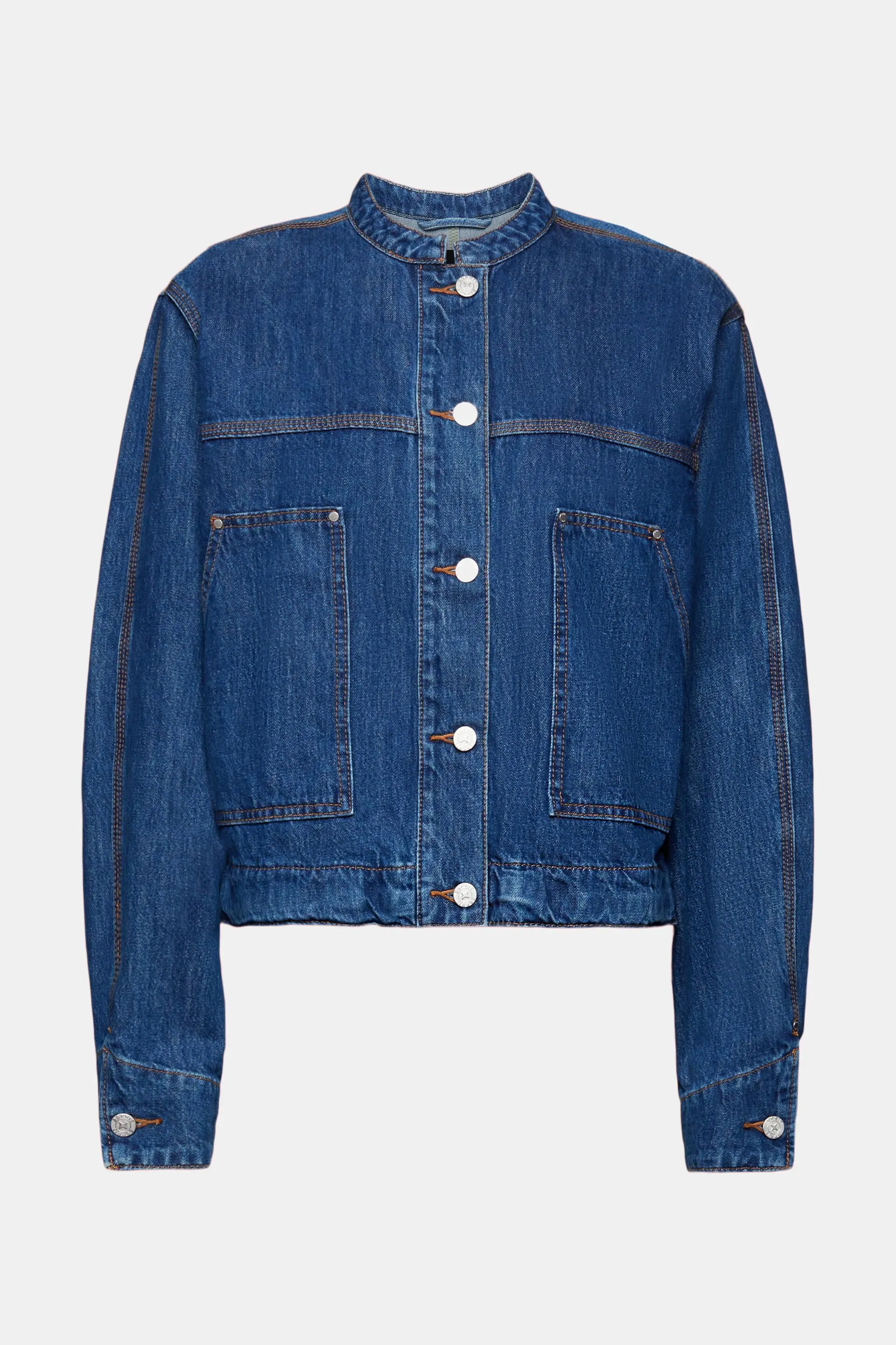 Giacca in denim senza collo con coulisse