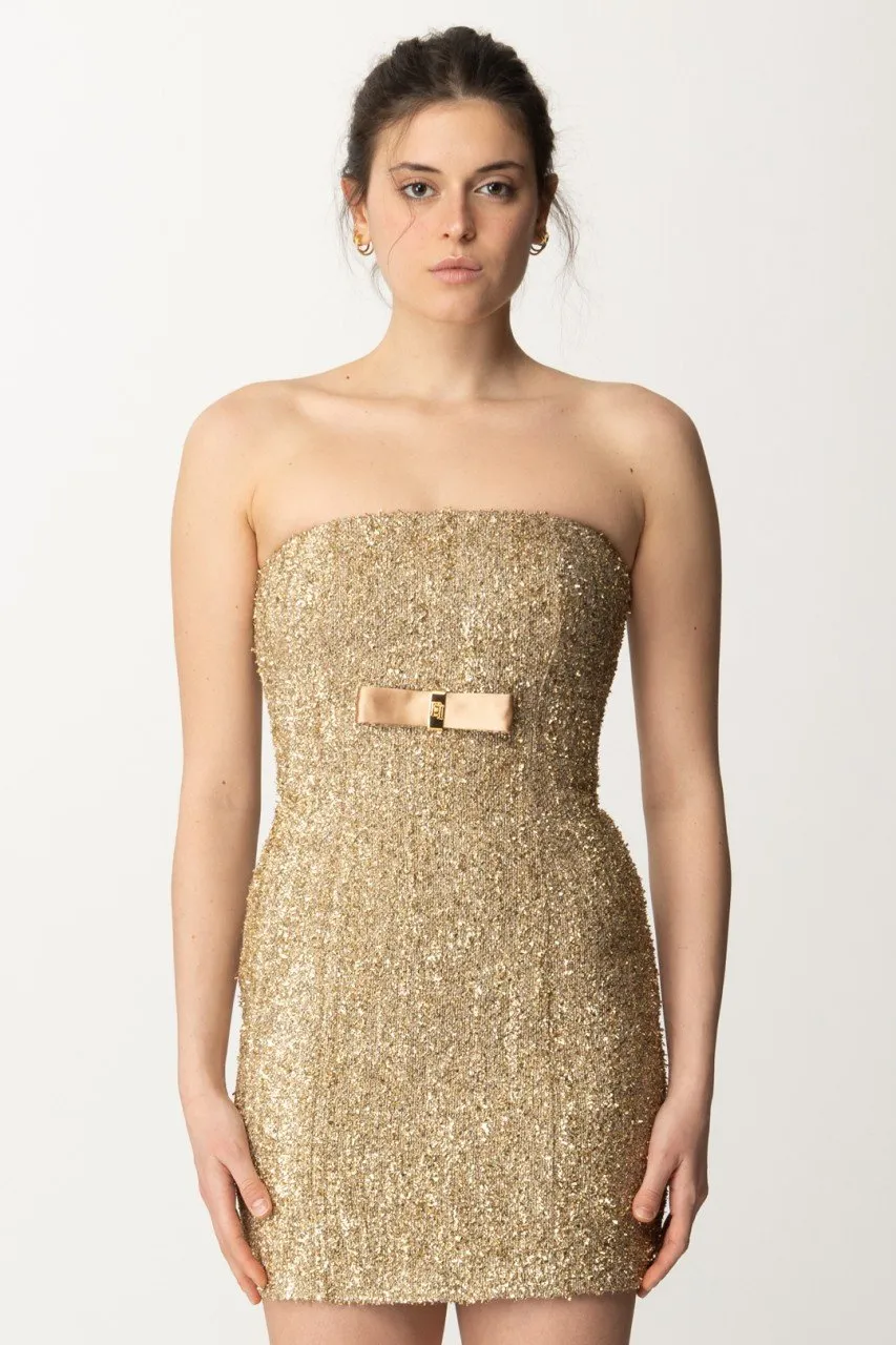 Miniabito in tweed lurex con fiocco Oro