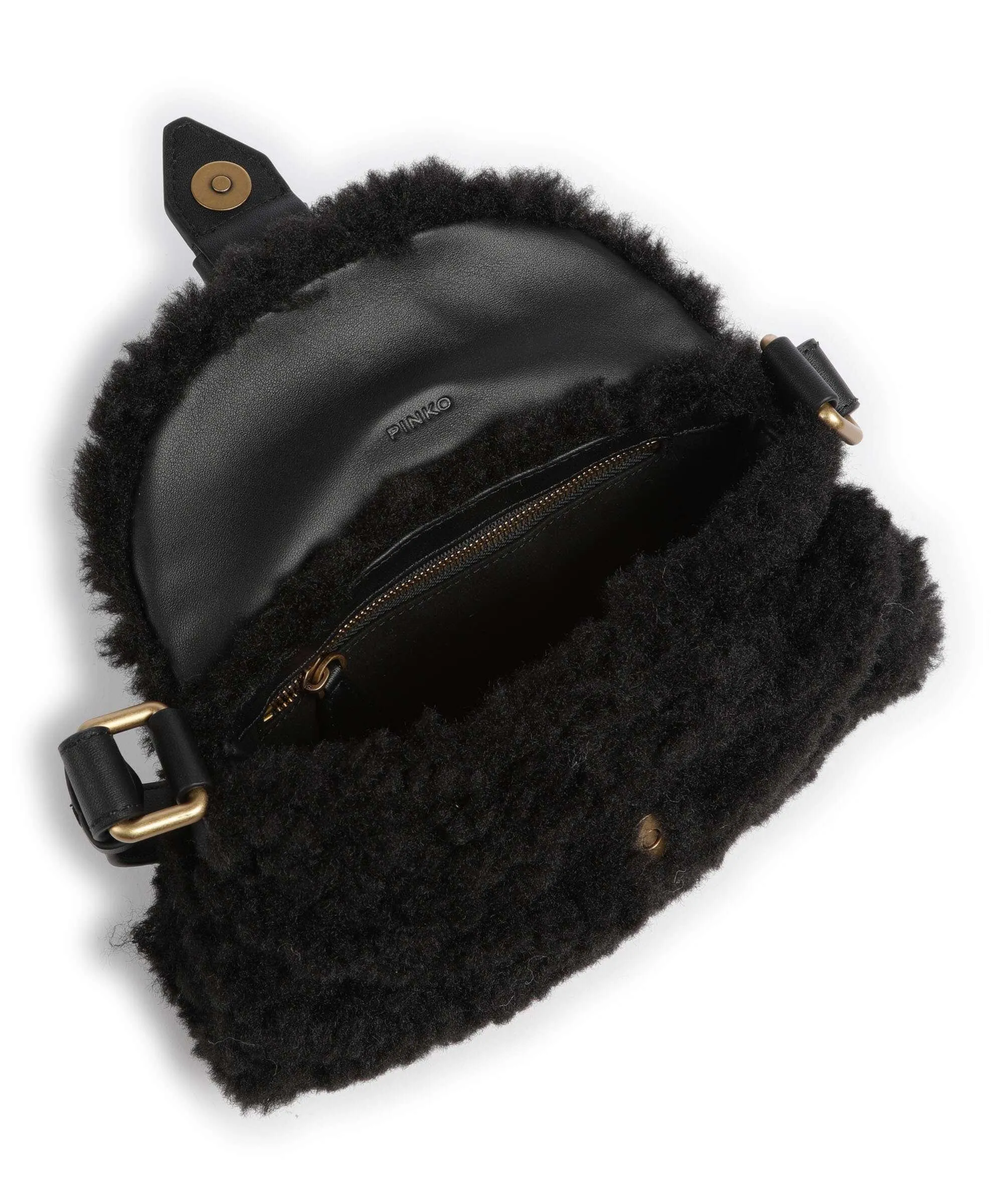  Pinko Jolene Mini Borsa a spalla eco-pelliccia nero  